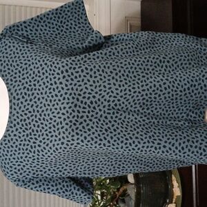 Ann Taylor Blue and Black Patterned Blouse